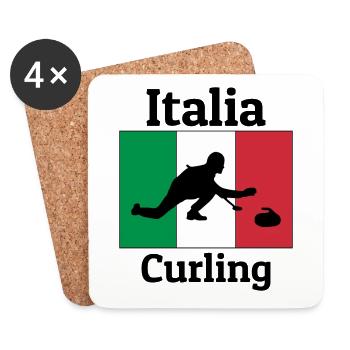 Italienische Flagge Curling Team Winter Ice Sport Italia - Untersetzer (4er-Set) - Weiß - Vorne