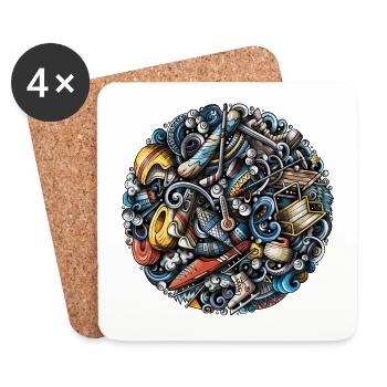 Winter sports - Coasters (set of 4) - white - Front