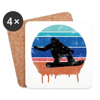 Snowboard Snowboarding Retro - Untersetzer (4er-Set) - Weiß - Vorne