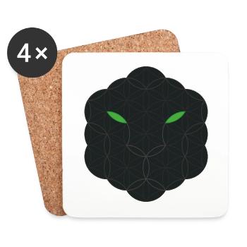 Sacred Jaguar - Jaguar Gesicht des Lebens / Dunkel. - Untersetzer (4er-Set) - Weiß - Vorne
