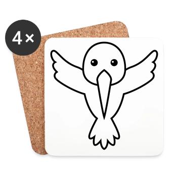 Colibri animal comique - Dessous de verre (lot de 4) - blanc - Devant