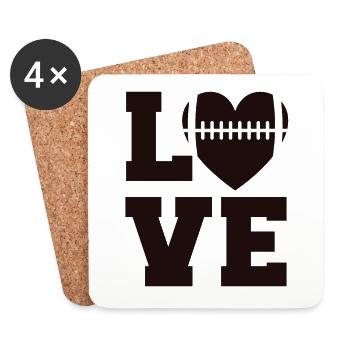 Football Liebe Herz Spruch Text Love Geschenk - Untersetzer (4er-Set) - Weiß - Vorne