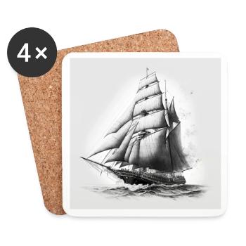 Sailing ship - Coasters (set of 4) - white - Front