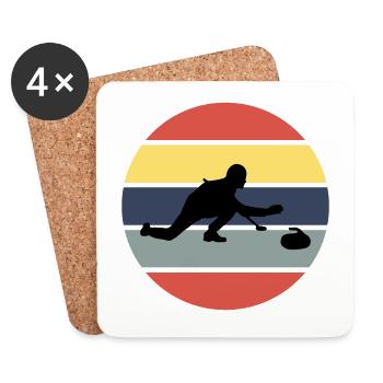 Stone Curling Wintersport 80er Jahre Stil Retro Vintage - Untersetzer (4er-Set) - Weiß - Vorne