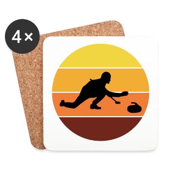 Stone Curling Wintersport 80er Jahre Stil Retro Vintage - Untersetzer (4er-Set) - Weiß - Vorne