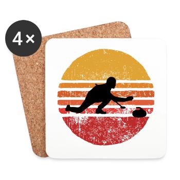 Stone Curling Wintersport 80er Jahre Stil Retro Vintage - Untersetzer (4er-Set) - Weiß - Vorne
