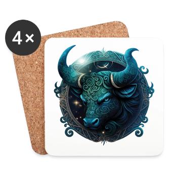 Zodiac sign Taurus - Coasters (set of 4) - white - Front
