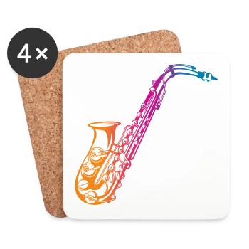 Saxofon Saxophonist Geschenk - Untersetzer (4er-Set) - Weiß - Vorne