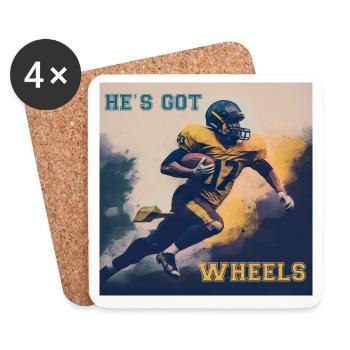 He's Got Wheels, Schnelligkeit, American Football - Untersetzer (4er-Set) - Weiß - Vorne