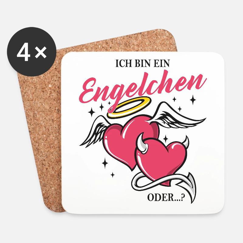 Rosenmontag Engelchen Teufelchen Fasching Karneval - Untersetzer (4er-Set) - Weiß