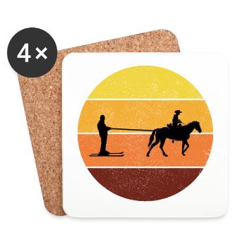 Ski Cheval Sport d’hiver Rétro Vintage - Dessous de verre (lot de 4) - blanc - Devant