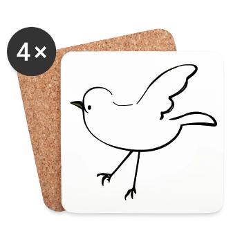 oiseau animal volant dessin animé - Dessous de verre (lot de 4) - blanc - Devant