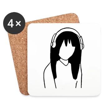 Anime Manga Fille Casque - Dessous de verre (lot de 4) - blanc - Devant