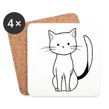 cute cat animal icon cartoon - Coasters (set of 4) - white - Front