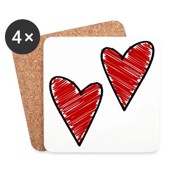 Hearts Symbol Love - Coasters (set of 4) - white - Front