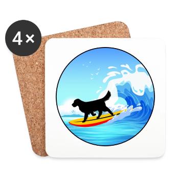 Golden retriever Maman Chien Surf Planche de Surf Surfer - Dessous de verre (lot de 4) - blanc - Devant