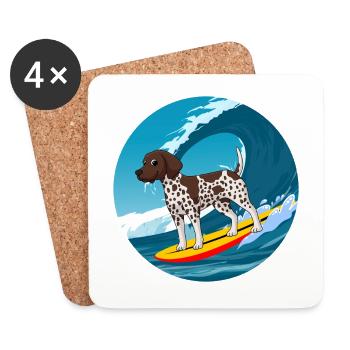 Pointeur allemand à poil court Chien Surf Vagues de mer - Dessous de verre (lot de 4) - blanc - Devant