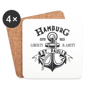 Hamburg St. Pauli Anchor sailor sailor gift - Coasters (set of 4) - white - Front