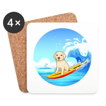 Labrador Retriever Chien Surf Vagues de la mer - Dessous de verre (lot de 4) - blanc - Devant