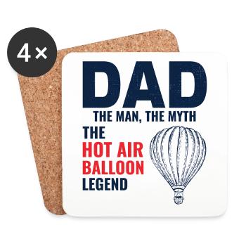Hot Air Ballooning Hopper Balloon Dad Balloonist - Coasters (set of 4) - white - Front
