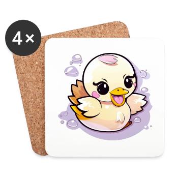 Mignon Little Duck Kids Design - Dessous de verre (lot de 4) - blanc - Devant