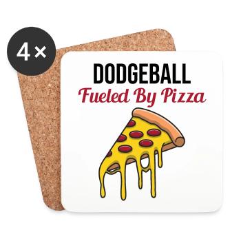 Dodgeball Player Coach Team Sports Pizza Funny - Coasters (set of 4) - white - Front