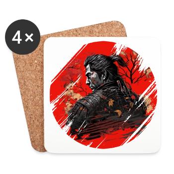 Samurai Japan Kultur - Untersetzer (4er-Set) - Weiß - Vorne