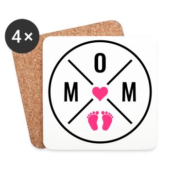 Maman Coeur Bébé Bébé Pieds Maman Amour Fête des Mères Maman - Dessous de verre (lot de 4) - blanc - Devant