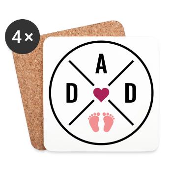 DAD Heart Baby Baby Feet Dad Love Father's Day Dad - Coasters (set of 4) - white - Front