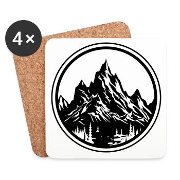 Montagnes Nature Silhouette Cercle - Dessous de verre (lot de 4) - blanc - Devant