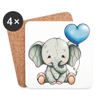 Niedlicher Elefant - Untersetzer (4er-Set) - Weiß - Vorne