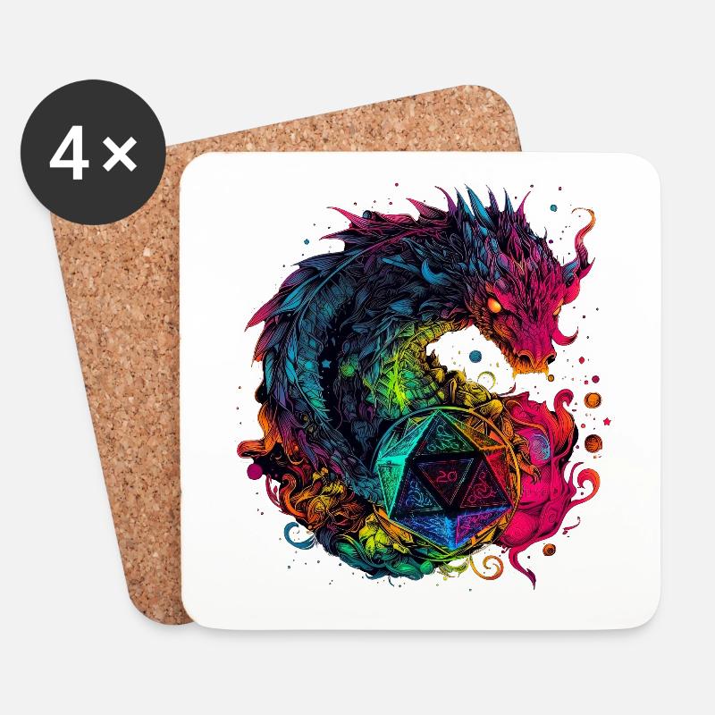 Dragon Die V.4 - Untersetzer (4er-Set) - Weiß