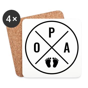 OPA Herz Baby Babyfüße Liebe Farbe anpassbar Opa - Untersetzer (4er-Set) - Weiß - Vorne