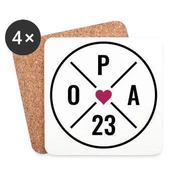 Opa 23 - Opa Herz - Opa 2023 - Untersetzer (4er-Set) - Weiß - Vorne