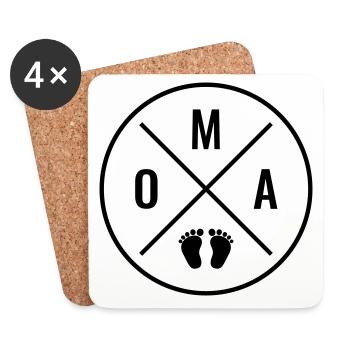 OMA HERZ BABY BABYFÜßE LIEBE (Farbe anpassbar) OMA - Untersetzer (4er-Set) - Weiß - Vorne