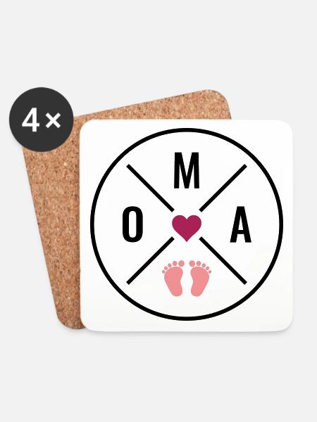 Oma Herz Baby Babyfüße Liebe Farben anpassbar OMA - Untersetzer (4er-Set) - Weiß