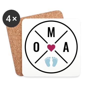 OMA HERZ BABY BABYFÜßE LIEBE Farben anpassbar OMA - Untersetzer (4er-Set) - Weiß - Vorne