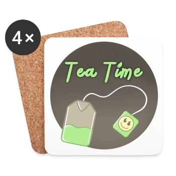 Zeit für den Tee! - Untersetzer (4er-Set) - Weiß - Vorne