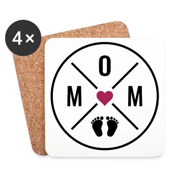 Mom Heart Baby Baby Feet Mom Love Mother's Day Mom - Coasters (set of 4) - white - Front