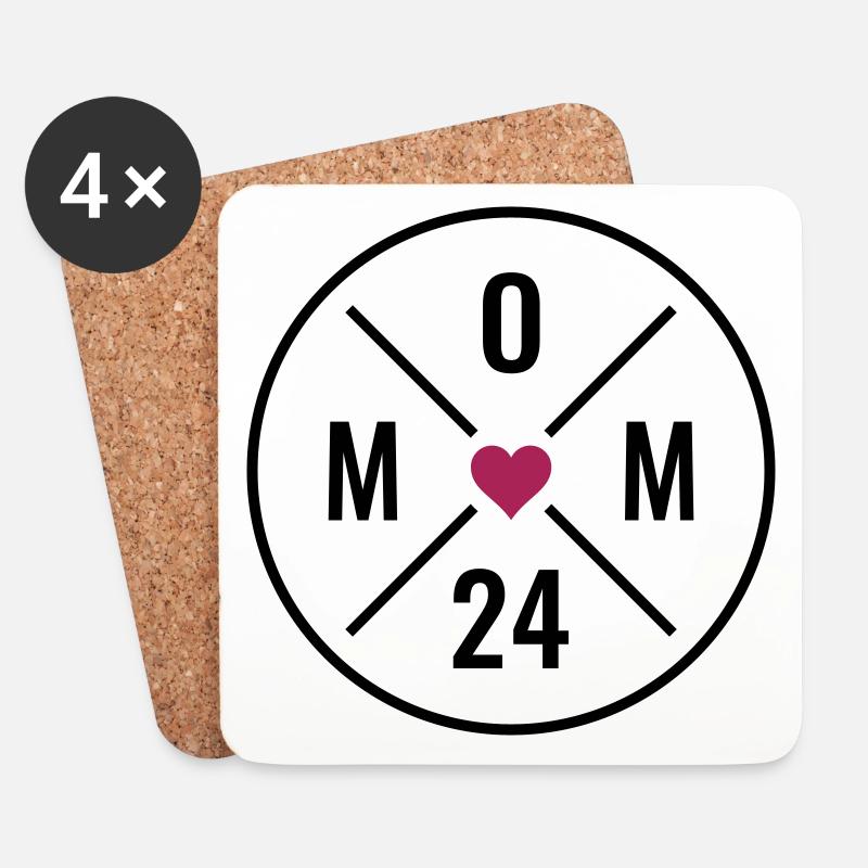 Mom 24 Herz Baby Mutter Liebe Muttertag Mama 2024 - Untersetzer (4er-Set) - Weiß