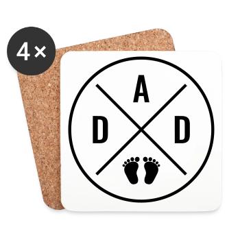 DAD Baby Geburt Babyfüße Vater Liebe Vatertag Papa - Untersetzer (4er-Set) - Weiß - Vorne