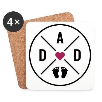DAD Herz Baby Babyfüße Vater Liebe Vatertag Papa - Untersetzer (4er-Set) - Weiß - Vorne