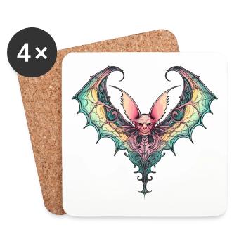 Gruselige Fledermaus - Untersetzer (4er-Set) - Weiß - Vorne