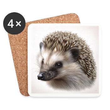 Hedgehog - Coasters (set of 4) - white - Front