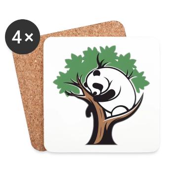 Panda in einem Baum - Untersetzer (4er-Set) - Weiß - Vorne