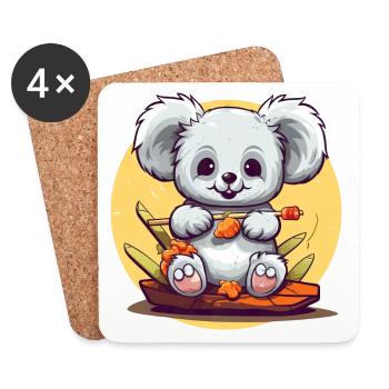 Clumsy koala with sushi - Coasters (set of 4) - white - Front