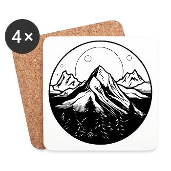 Symbol Berge - Untersetzer (4er-Set) - Weiß - Vorne