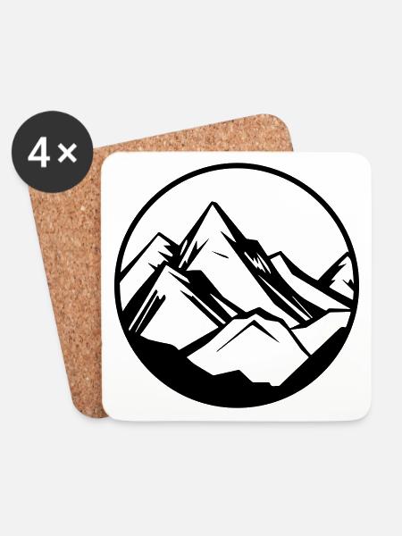 Berge Symbol Mountains - Untersetzer (4er-Set) - Weiß