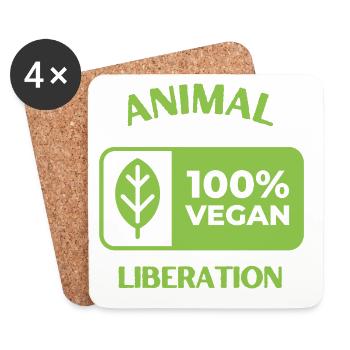 Animal Liberation, vegan - Untersetzer (4er-Set) - Weiß - Vorne
