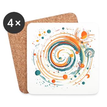 Retro Space Planet Swirl in Orange and Turquoise - Coasters (set of 4) - white - Front